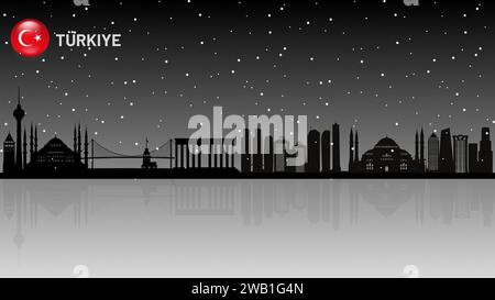 Türkiye Skyline, Türkiye Cityscape, Türkiye gratte-ciel bâtiments silhouette vectorielle. illustrateur vectoriel Illustration de Vecteur