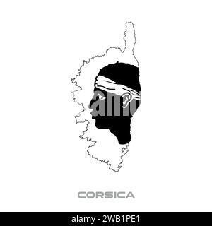 Illustration vectorielle du drapeau de Corse avec des contours noirs sur fond blanc Illustration de Vecteur