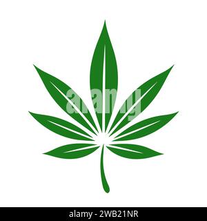 Icône du cannabis. Icône de feuille de cannabis ou de marijuana sur fond blanc. Illustration de Vecteur