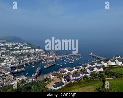 Mevagissey village de pêcheurs Cornwall drone, point de vue aérien haut Banque D'Images