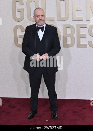 Los Angeles, États-Unis. 07 janvier 2024. LOS ANGELES, ÉTATS-UNIS. 07 janvier 2024 : Paul Giamatti arrive au 81e Golden Globe Awards au Beverly Hilton Hotel. Crédit photo : Paul Smith/Alamy Live News Banque D'Images