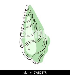 Coquille sous-marine dans le style d'art de ligne. Icône sous-marine tropicale estivale de coquillage. Concept de symbole marin. Illustration vectorielle isolée sur fond blanc. Illustration de Vecteur