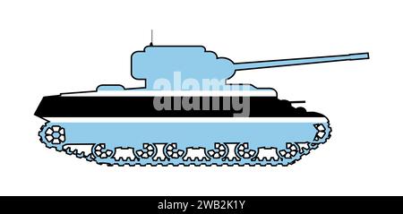 Silhouette de char de combat typique montrant les icônes du drapeau du Botswana et les couleurs isolées sur un fond blanc Illustration de Vecteur