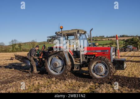 Macroom Ploughing Match tenu à Tullig, Coachford, janvier 2024 Banque D'Images