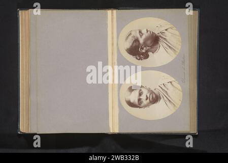 Deux portraits d'une femme inconnue de Madras, Paolo Mantegazza, c. 1881 - en 1886 ou avant photographie Chennai support photographique albumen print femme adulte (+ vue de face). femme adulte (+ vue latérale, profil) Banque D'Images