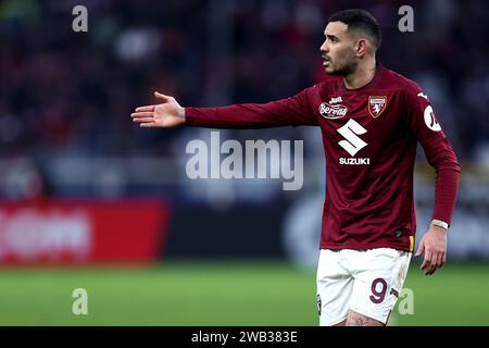 Torino, Italie. 07 janvier 2024. Antonio Sanabria du Torino FC fait des gestes lors du match de football Serie A entre Torino FC et SSC Napoli au Stadio Olimpico le 7 2023 janvier à Turin, Italie . Crédit : Marco Canoniero/Alamy Live News Banque D'Images