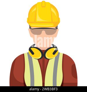 Ingénieur professionnel de l'industrie lourde. Travailleur portant un uniforme de sécurité. Icône travailleur de la construction. Illustration vectorielle. SPE 10. Illustration de Vecteur