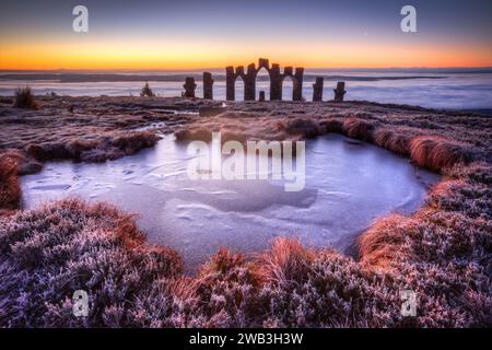 monument fyrish au lever du soleil.pâques ross écosse. Banque D'Images