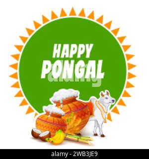 Illustration de l'Heureux Pongal Maison de Harvest Festival du Tamil Nadu au sud de l'Inde fond d'accueil Illustration de Vecteur