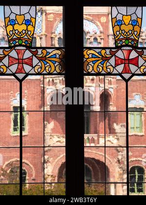 Barcelone, Espagne - 7 octobre 2023 : Hospital de la Santa Creu i Sant Pau , le plus grand complexe Art Nouveau au monde Banque D'Images