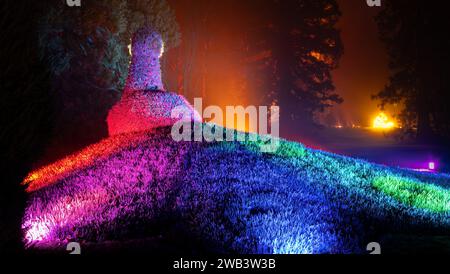 Mainau, Allemagne - 27 décembre 2023 : un jardin de Noël est un événement de Noël avec de belles créations lumineuses et illuminations sur l'île de Mainau Banque D'Images