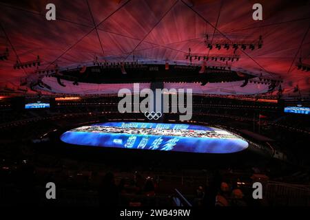 4 FÉV 2022 - Pékin, Chine : le slogan "ensemble pour un avenir partagé" apparaît lors de la cérémonie d'ouverture des Jeux Olympiques d'hiver de Beijing 2022 ( Banque D'Images