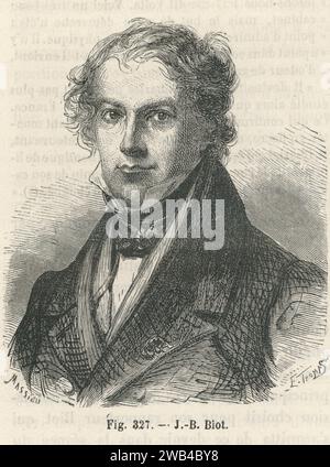 Portrait de Jean-Baptiste Biot, mathématicien, physicien et astronome français. Illustration tirée de 'les merveilles de la science ou description populaire des inventions modernes' écrite par Louis Figuier et publiée en 1867 par Furne, Jouvet et Cie Banque D'Images