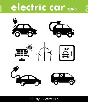 icônes de la ligne premium de voiture électrique. Illustration de Vecteur