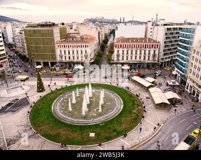 Vue à grand angle de la place Omonoia, Athènes, Grèce. Photo de haute qualité Banque D'Images