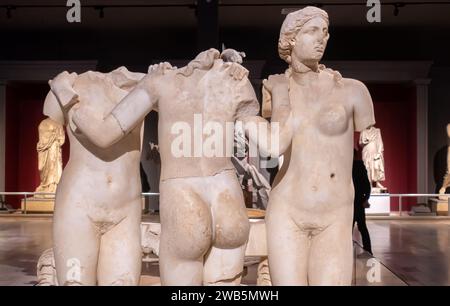La sculpture des trois grâces, marbre, Perge 2nd Century A.D. Banque D'Images