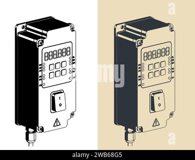 Illustrations vectorielles stylisées d'un dispositif de commande de machine Illustration de Vecteur