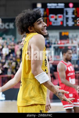 Tuebingen, Deutschland. 08 janvier 2024. Jhivvan Jackson (Tigers Tuebingen, 56). 08.01.2024, basket-ball, BBL, Tigers Tuebingen Wuerzburg baskets, GER, Tuebingen, Paul Horn-Arena. Crédit : dpa/Alamy Live News Banque D'Images