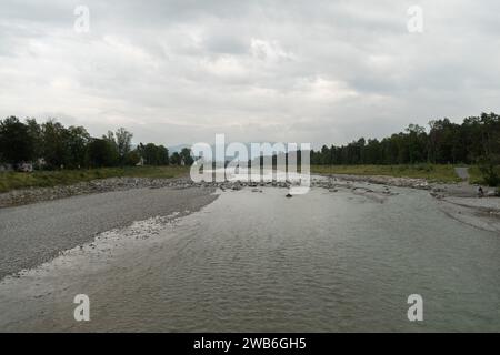 Bregenz, Autriche, 14 septembre 2023 vue le long de la rivière ACH qui se jette dans le lac de Constance Banque D'Images