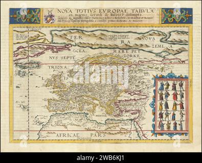 1593 carte de l'Europe par Gérard de Jode. Banque D'Images