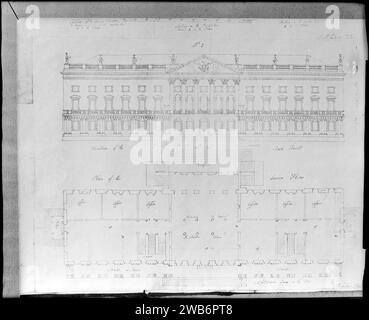 1793 Washington, District of Columbia, cartes et plans, élévation et section de la Chambre du Sénat, soumis par Samuel McIntire, Banque D'Images