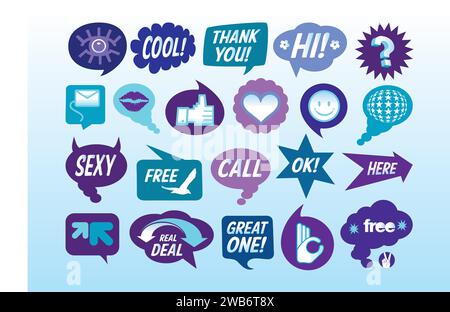 Bulle de parole, bulle de parole, icône de vecteur d'art de ligne de bulle de chat pour les applications et les sites Web Illustration de Vecteur