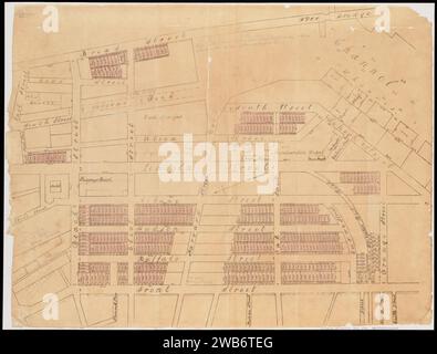 1842-1862 Plan de lots dans Chinatown, entre Broad Street et Front Street, Beach Street et Orange Street, Boston, Banque D'Images