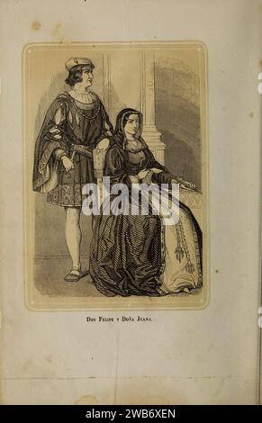 1862, la reina loca de amor, Don Felipe y Doña Juana. Banque D'Images