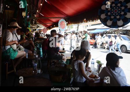 Le marché animé et coloré de Chatuchak week-end à Bangkok, Thaïlande. Banque D'Images