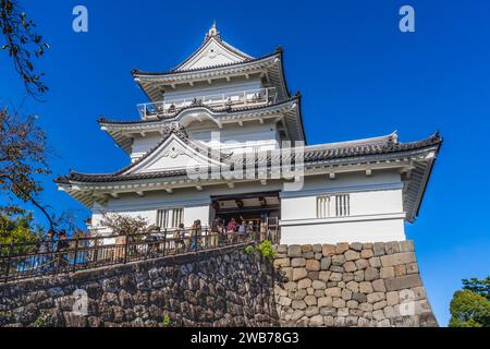 Château de Hojo Odawara Kanagawa Japon. Le clan Hojo contrôle le château jusqu'en 1590, lorsque Heideyoshi bat le Hojo. Le château est donné à Tokugawa Ieyasu. Coulé Banque D'Images