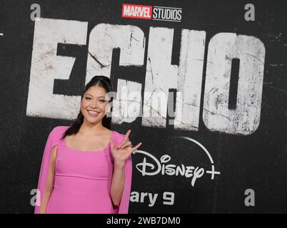 Los Angeles, États-Unis. 10 décembre 2023. Alaqua Cox arrive au Marvel Studios ECHO Launch Event qui se tient au Regency Village Theatre à Westwood, CA, le lundi 8 janvier 2023. (Photo de Sthanlee B. Mirador/Sipa USA) crédit : SIPA USA/Alamy Live News Banque D'Images