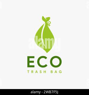 Icône représentant le logo du sac poubelle bio ECO Leaf Illustration de Vecteur