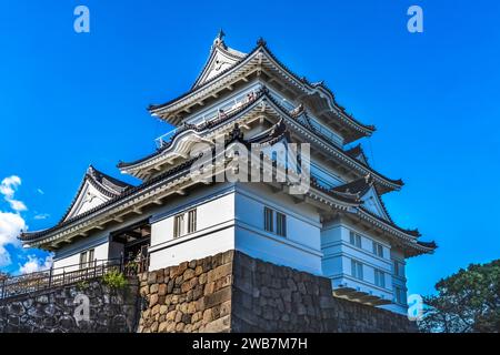 Château de Hojo Odawara Kanagawa Japon. Le clan Hojo contrôle le château jusqu'en 1590, lorsque Heideyoshi bat le Hojo. Le château est donné à Tokugawa Ieyasu. Coulé Banque D'Images