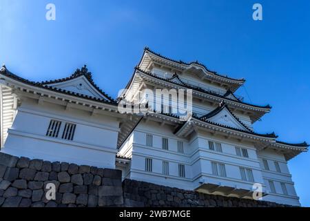 Château de Hojo Odawara Kanagawa Japon. Le clan Hojo contrôle le château jusqu'en 1590, lorsque Heideyoshi bat le Hojo. Le château est donné à Tokugawa Ieyasu. Coulé Banque D'Images