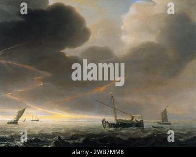 Simon de Vlieger - orage au large de la côte. Banque D'Images