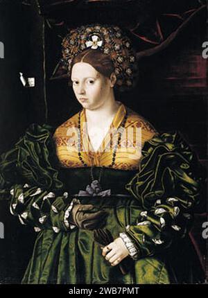 Veneto, Bartolomeo - Portrait d'une dame en robe verte - 1530. Banque D'Images