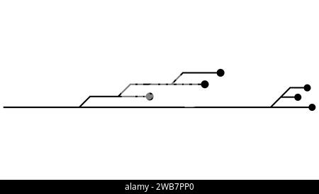 Circuits imprimés isolés sur fond blanc. Clipart technique avec des lignes et des points aux extrémités. Séparateurs pour la conception. Vecteur. Illustration de Vecteur