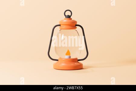 Modèle de lampe à kérosène de dessin animé, rendu 3D. illustration 3d. Banque D'Images