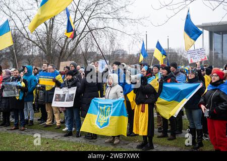 Pro Ukranian Demo à Berlin 06.01.24 pour armer l'Ukraine. Banque D'Images