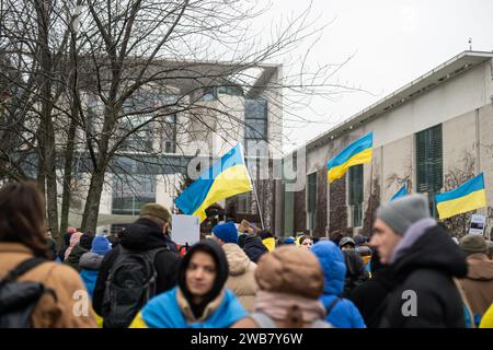 Pro Ukranian Demo à Berlin 06.01.24 pour armer l'Ukraine. Banque D'Images