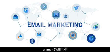 email marketing à la communication avec l'envoi d'informations client réseau internet Illustration de Vecteur