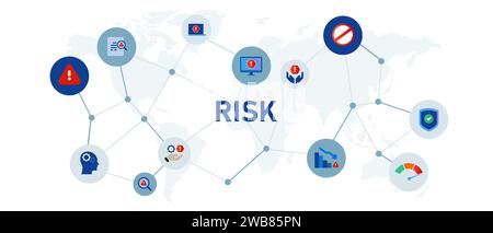 analyse des risques probabilité de danger mauvaise gestion de l'entreprise faible réduire icône graphique d'en-tête Illustration de Vecteur