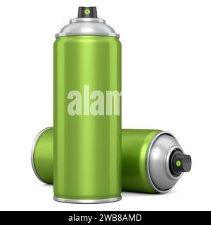 Boîtes de peinture en aérosol isolées sur fond blanc. 3d bouteille et distributeur de peinture en aérosol de rendu Banque D'Images