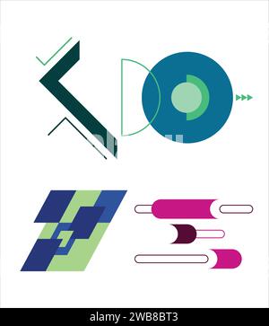 Fond abstrait moderne à la mode avec des formes simples, des objets, des figures. Motif géométrique coloré.conception d'éléments graphiques vectoriels tendance. Amusement coloré Illustration de Vecteur