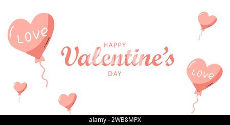Bannière Web pour la Saint-Valentin, annonce, réductions Illustration de Vecteur