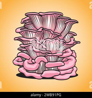 Big Pink Oyster dessin Mushroom Vector Design Illustration de Vecteur