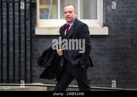 Londres, Royaume-Uni. 9 janvier 2023. Le secrétaire d'Irlande du Nord Chris Heaton-Harris assiste à un cabinet au 10 Downing Street, Londres. Le crédit photo devrait être : Matt Crossick/Empics/Alamy Live News Banque D'Images