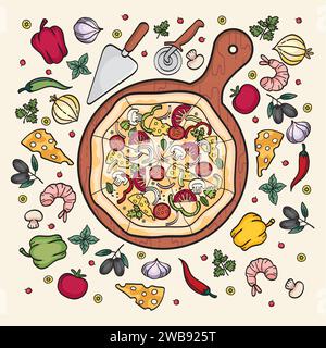Pizza Ingrédients Elements Set Vector Design Illustration de Vecteur
