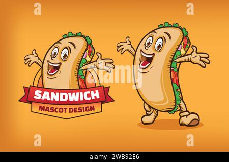 Logo de la mascotte sandwich Illustration de Vecteur