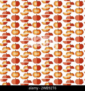 Modèle sans couture avec citrouilles roses ou courge de poupée de porcelaine. Courge d'hiver. Fruits et légumes. Style plat. Illustration vectorielle isolée. Illustration de Vecteur